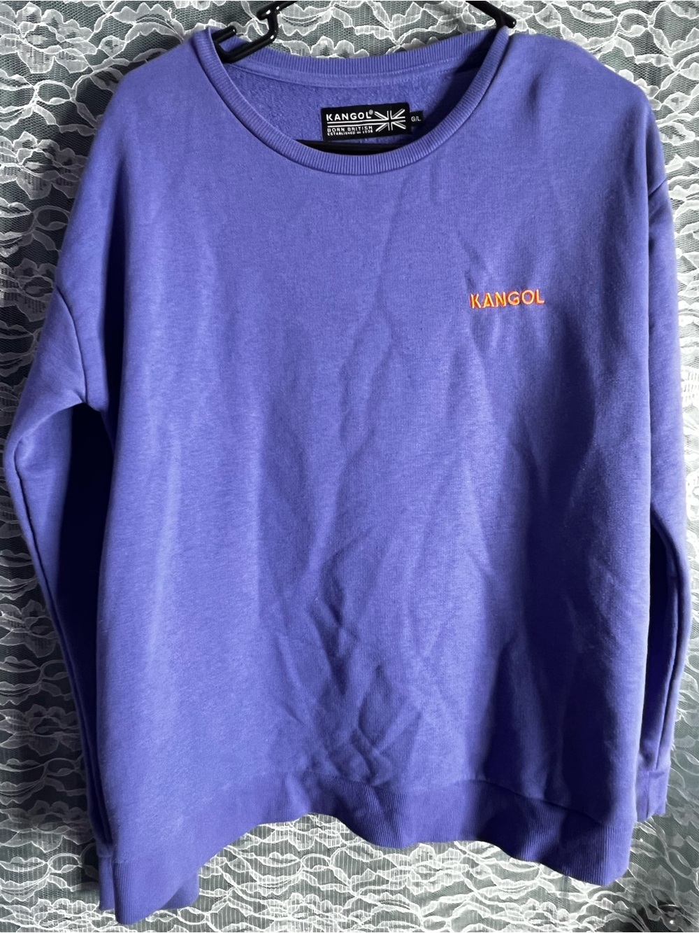 Kangol Purple Crewneck Sweatshirt Embroidered Logo 90s Urban Womens Large